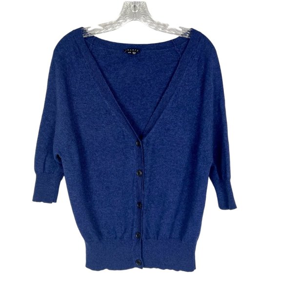 Theory Blue Cashmere V Neck Button Front Slouchy Cardigan Sweater size XS - Picture 1 of 11